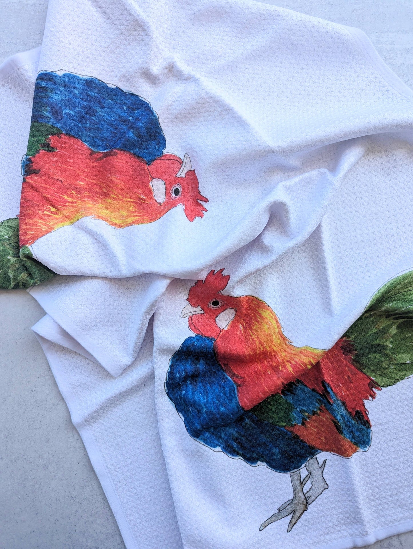 Large Kitchen Tea Towel - Colorful Rooster