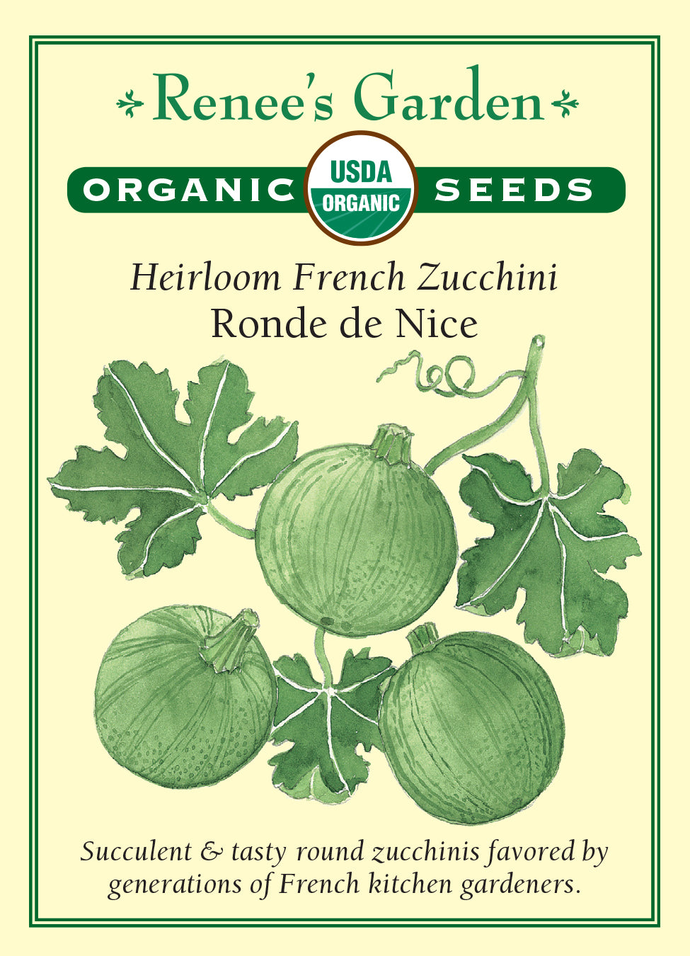 Squash Summer Zucchini Ronde de Nice Organic