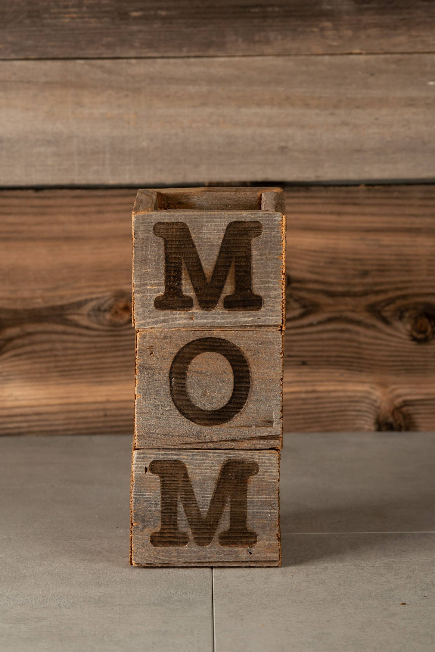 Rustic Wood Small MOM Planter Set / MOM Planter Box Set