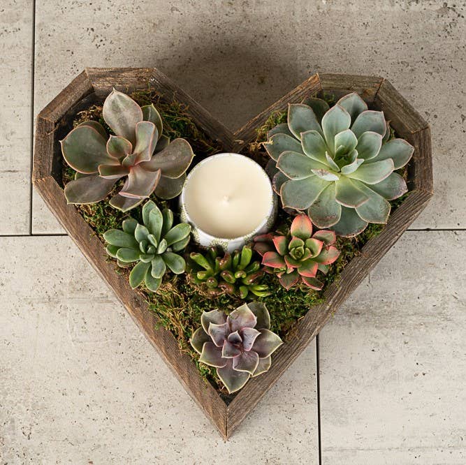 Reclaimed Wood Heart Planter for Mom