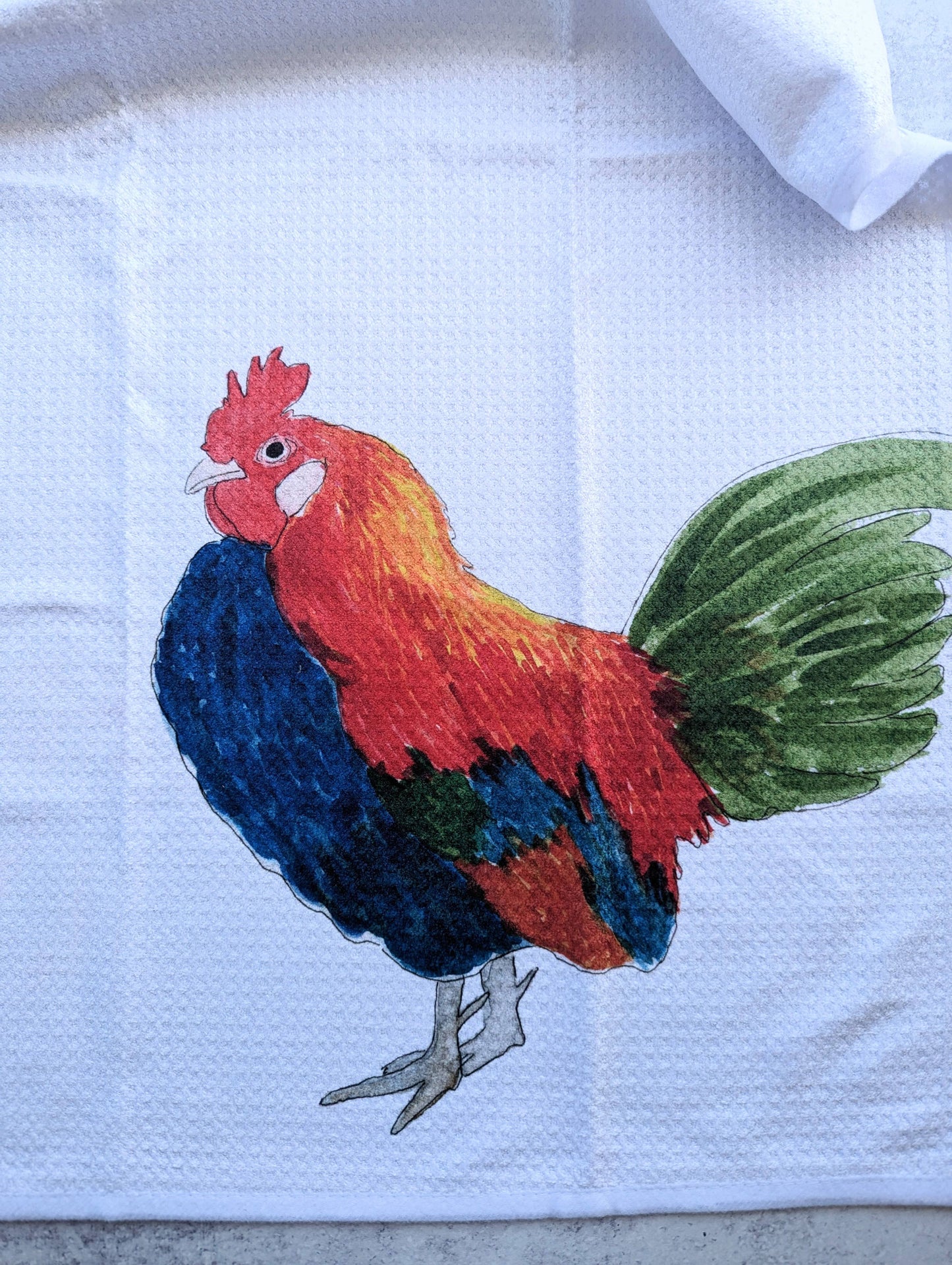 Large Kitchen Tea Towel - Colorful Rooster