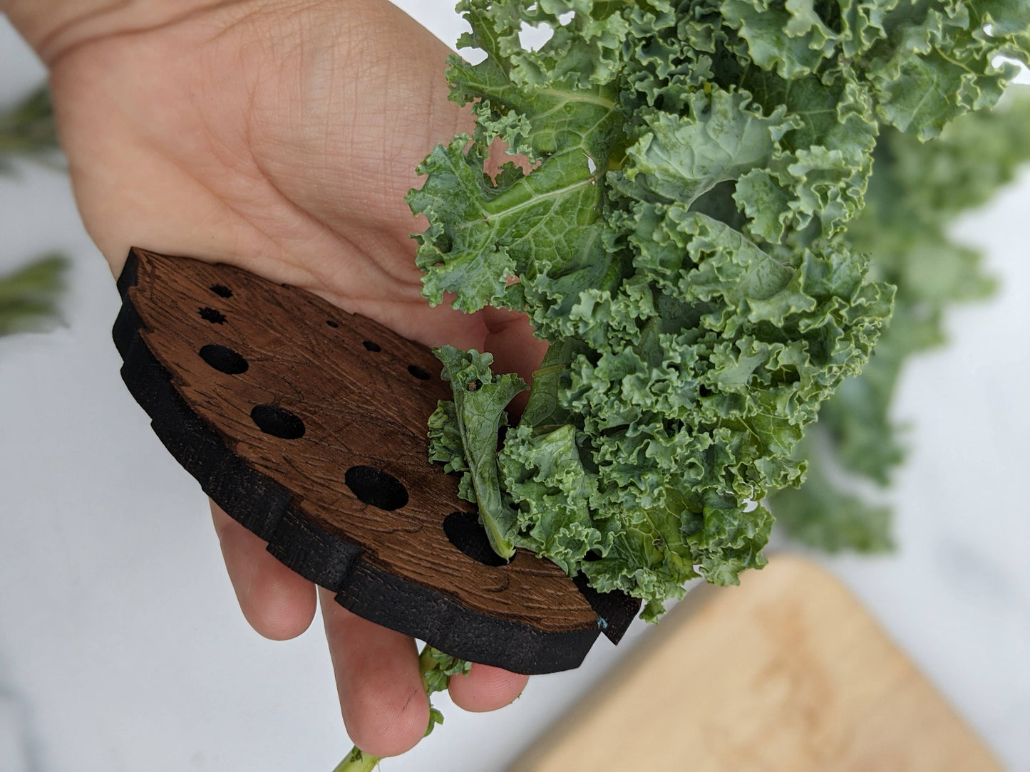 Solid-Wood Herb Stripper Kitchen Tool