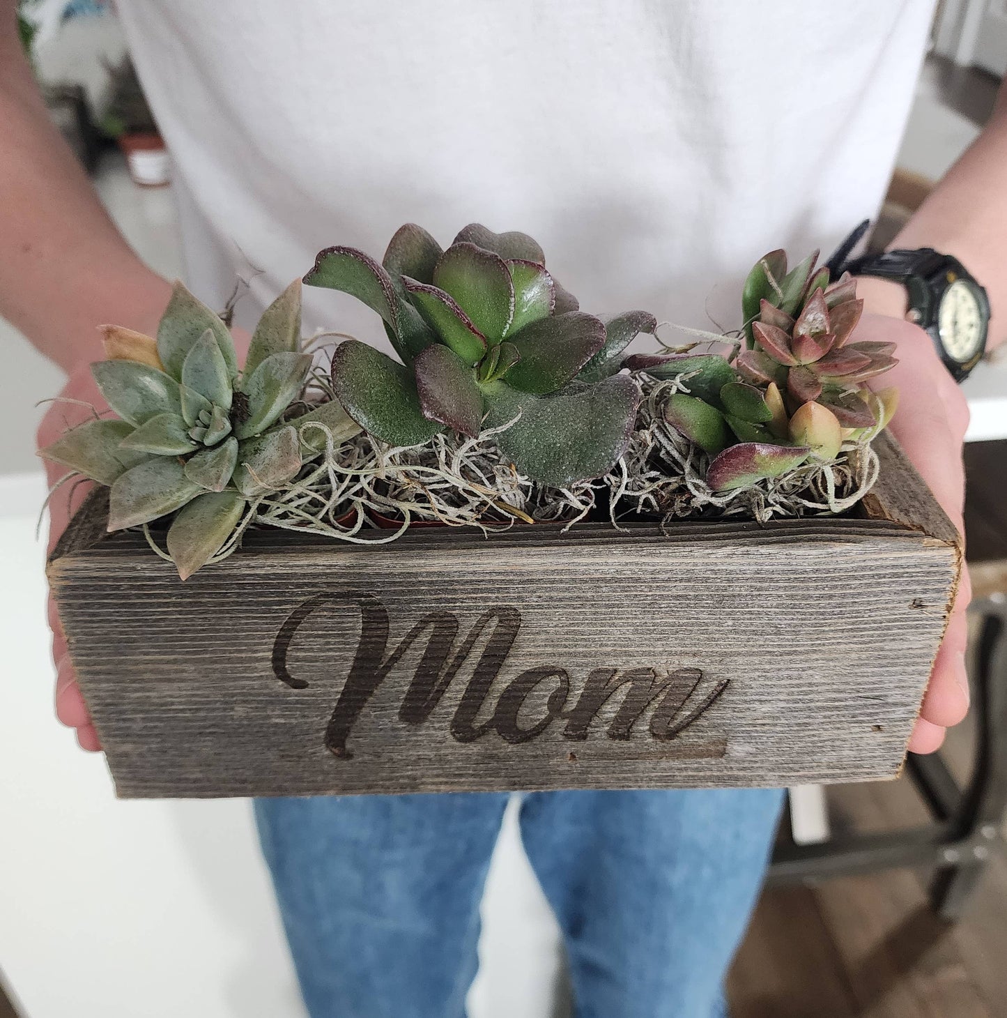Reclaimed Wood Succulent Mom Planter - Small