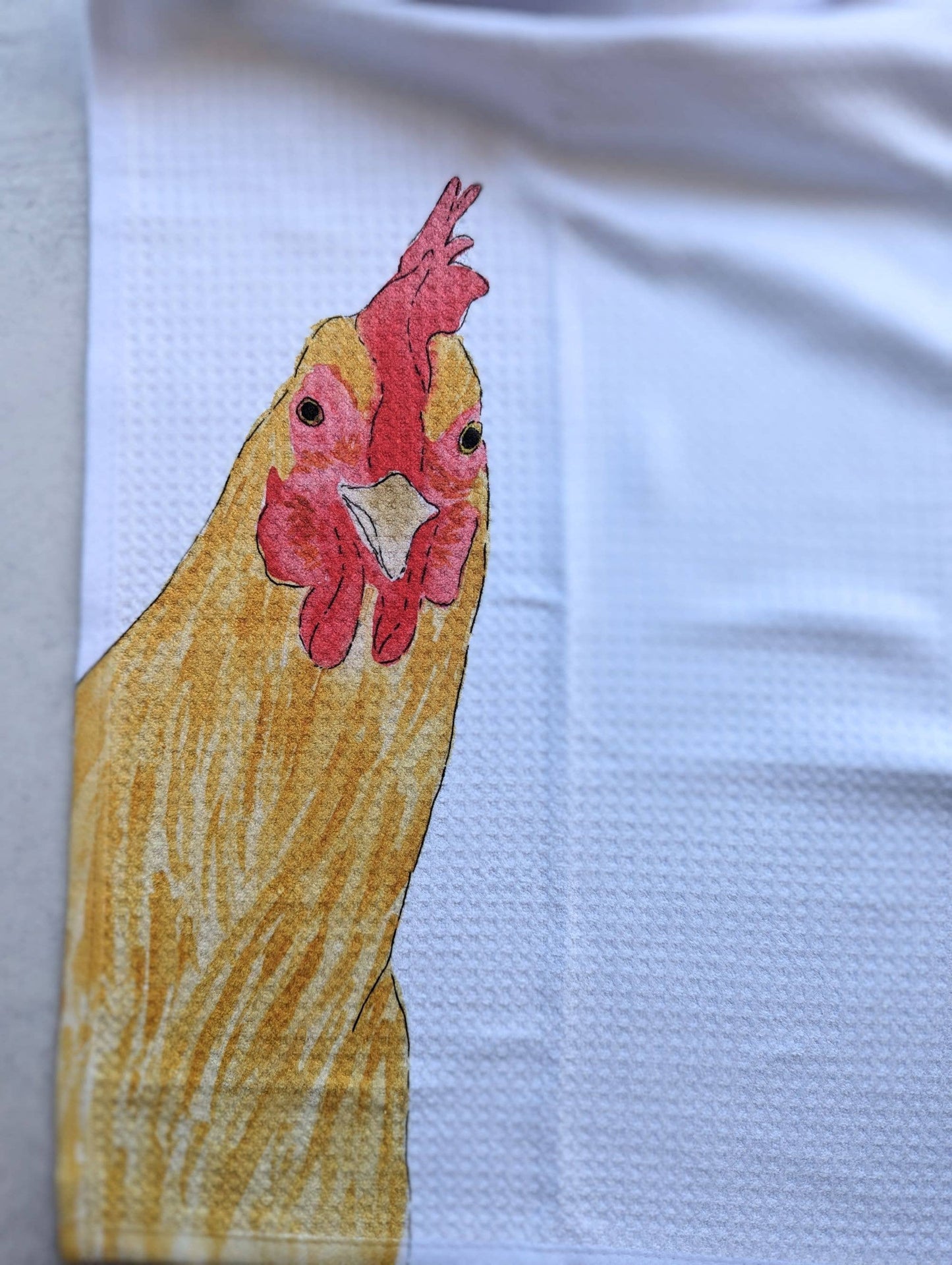 Large Kitchen Tea Towel - Peeking Hen