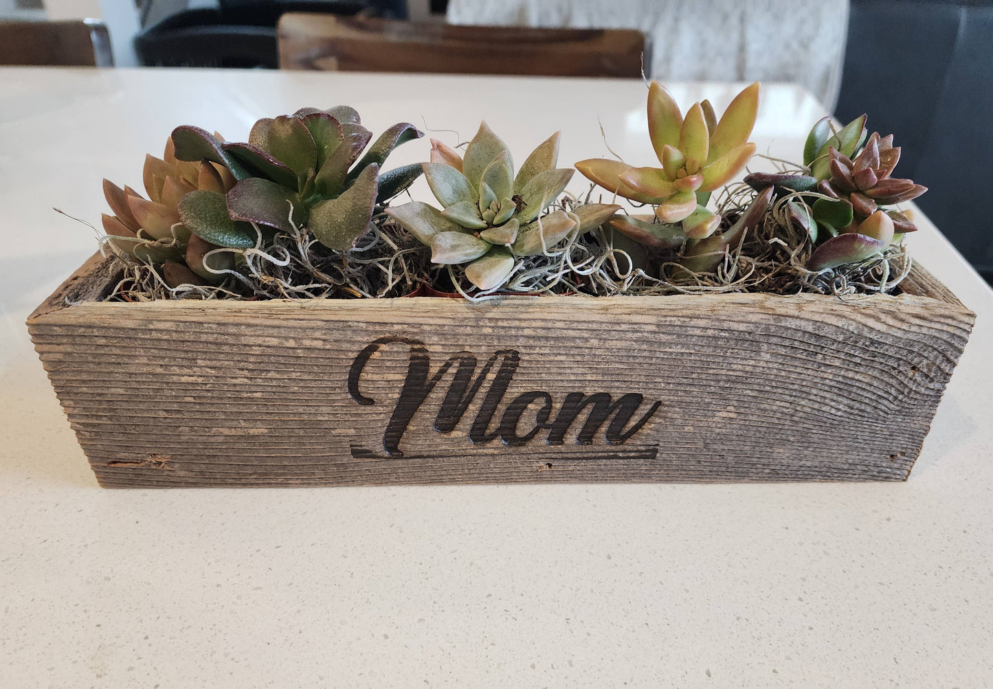 Reclaimed Wood Succulent Mom Planter - Medium