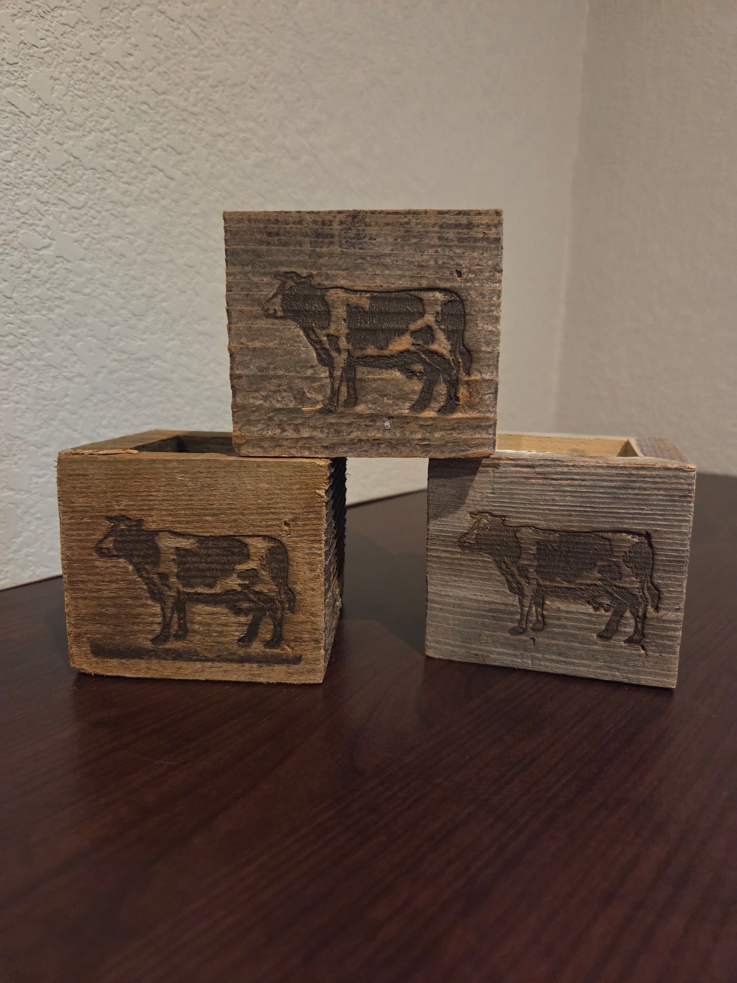 Reclaimed Wood Mini Farm Animal Planters / Favor Boxes