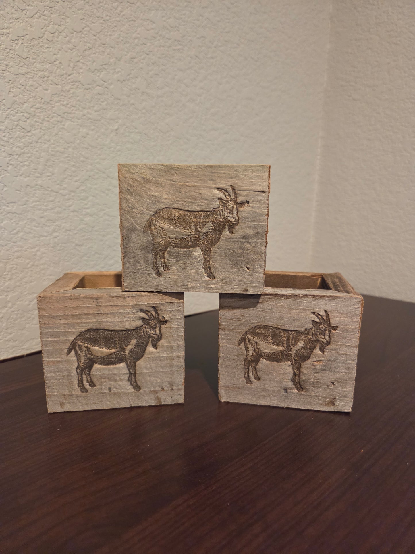 Reclaimed Wood Mini Farm Animal Planters / Favor Boxes