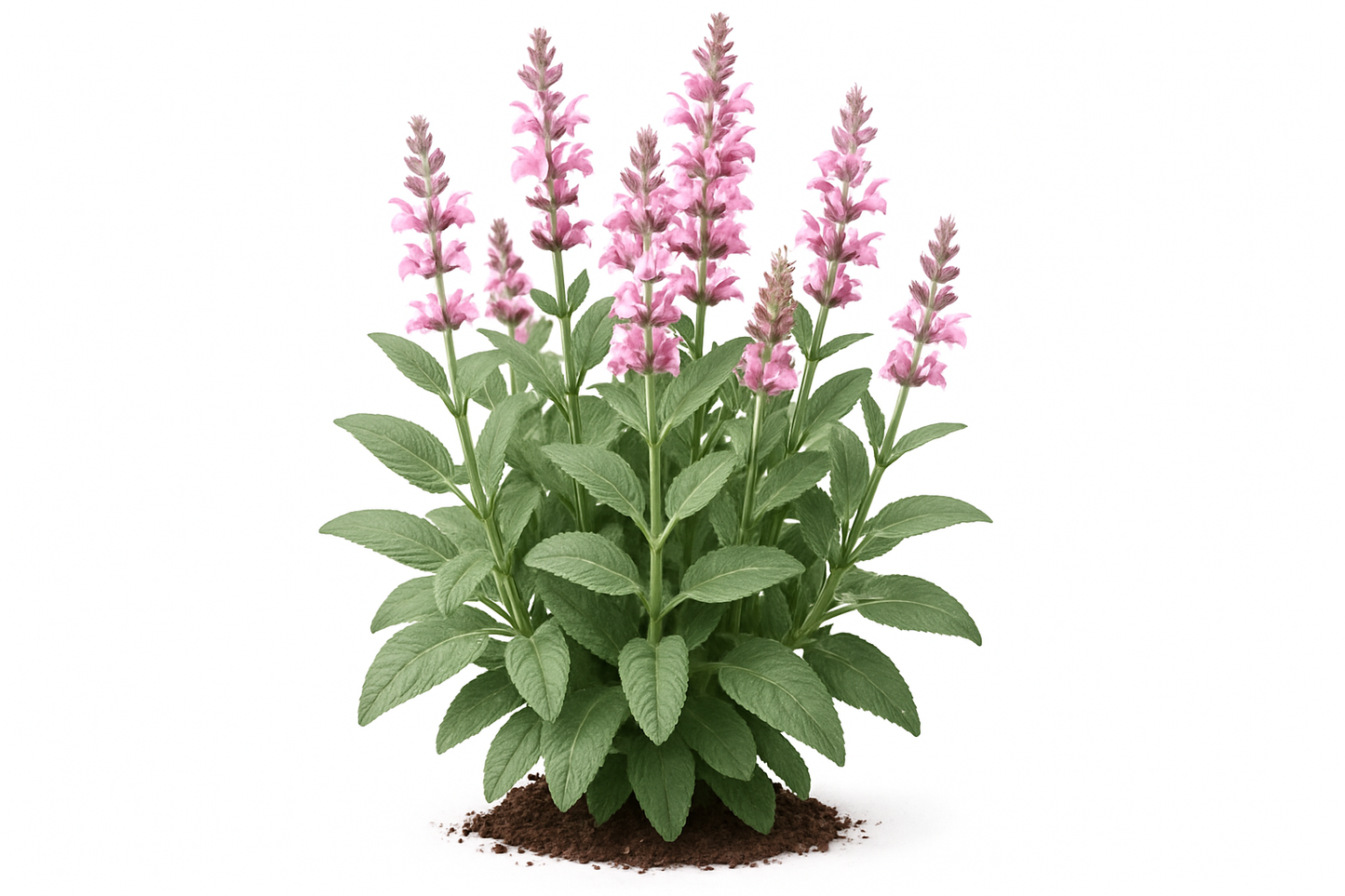 sage new dimension rose Show the entire, mature plant upright with true-to-type, healthy foliage, and in a small clump of natural soil. Use a solid, clean white background in a high-detail, fresh botanical catalog style for an online store.