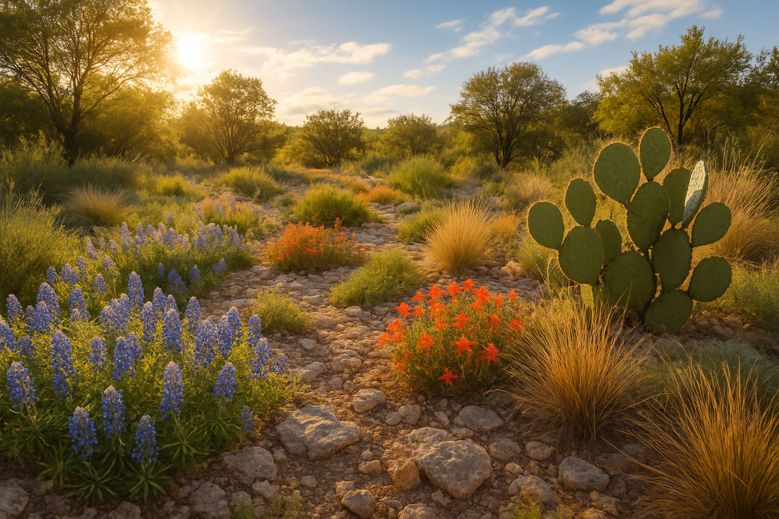 sunlit, Central Texas garden