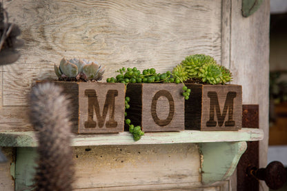 Juego de jardineras MOM pequeñas de madera rústica / Juego de jardineras MOM