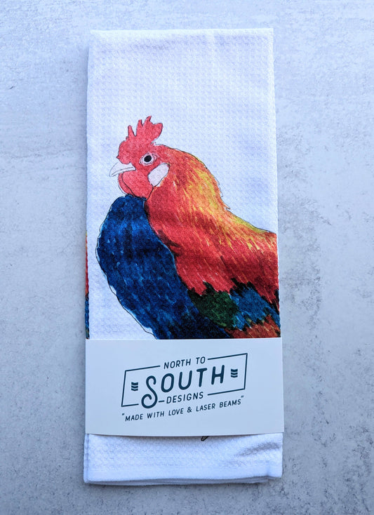 Large Kitchen Tea Towel - Colorful Rooster