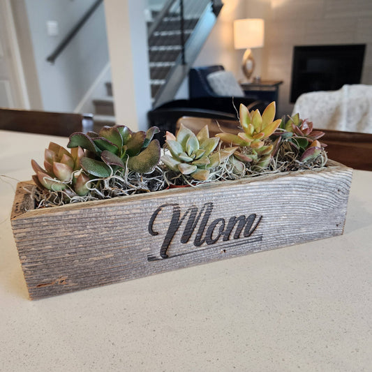 Reclaimed Wood Succulent Mom Planter - Medium