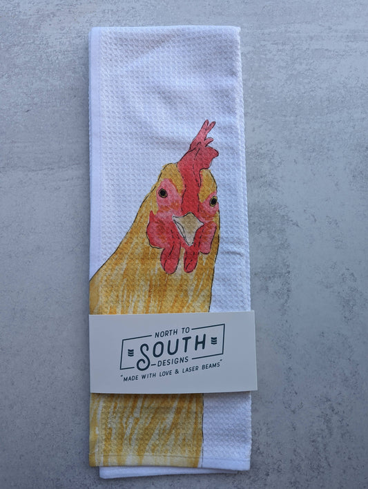 Large Kitchen Tea Towel - Peeking Hen