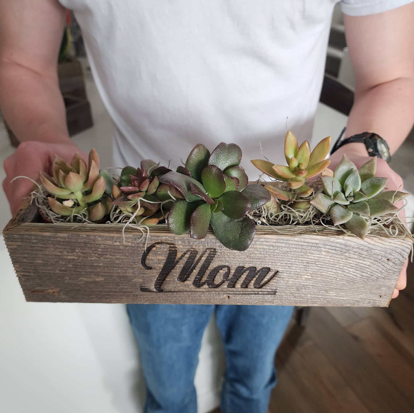 Reclaimed Wood Succulent Mom Planter - Medium