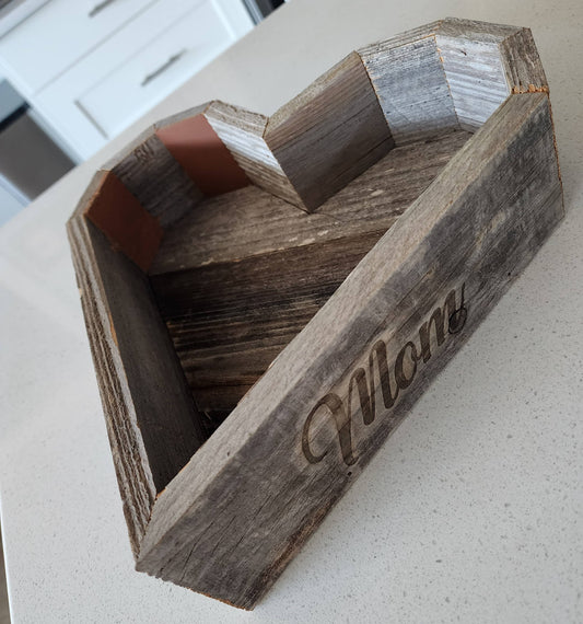 Reclaimed Wood Heart Planter for Mom