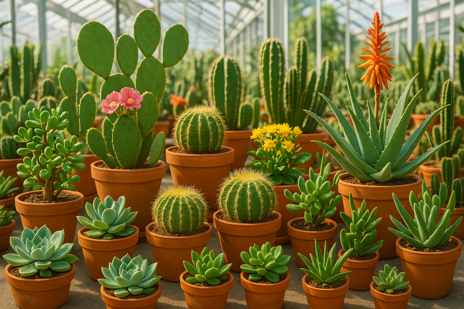 Succulents and Cacti growing 